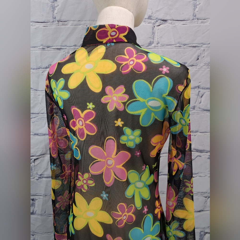 XOXO In America and Abroad Women's Shirt Hippie Floral Vintage 90s 80s Medium - Picture 7 of 13